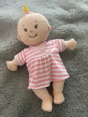 Manhattan toys baby Stella 15” Plush Baby Doll in Pink Stripes - Soft Kids Toy